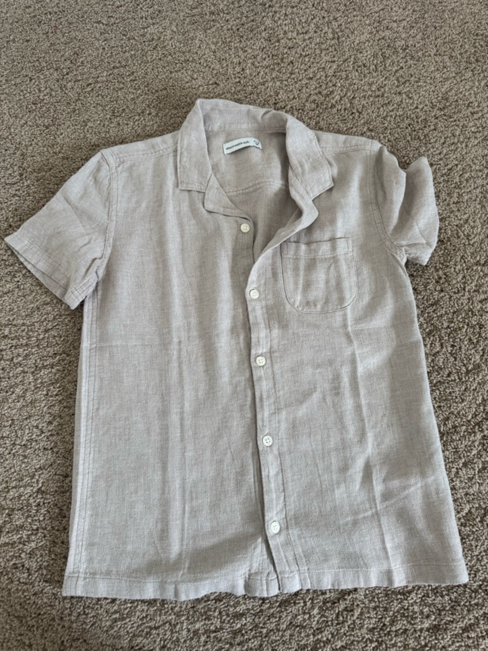 Abercrombie & Fitch Beige Short-Sleeve Button-Up Shirt